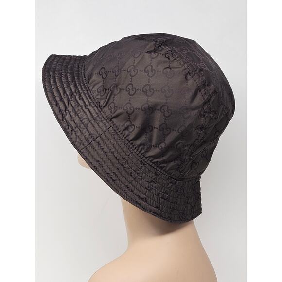 Cute Authentic Gucci Brown GG Nylon Bucket Hat XL sz - Picture 7 of 10